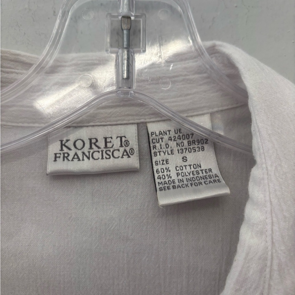 Koret Francisca White Button Down Embroidered Top… - image 4